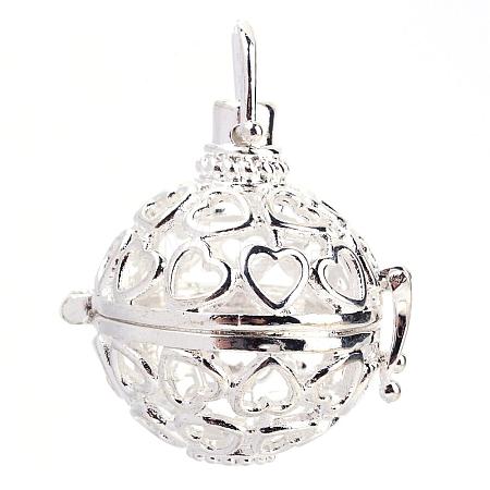 Rack Plating Brass Cage Pendants KK-S751-013S-1