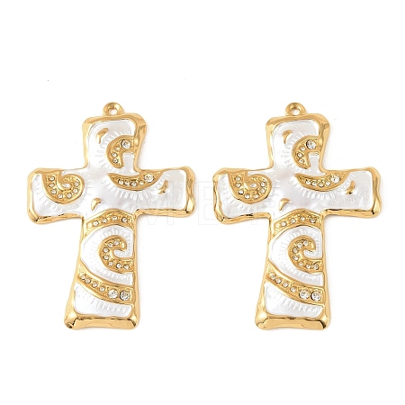 304 Stainless Steel Enamel Rhinestone Big Pendants STAS-L314-09G-03-1