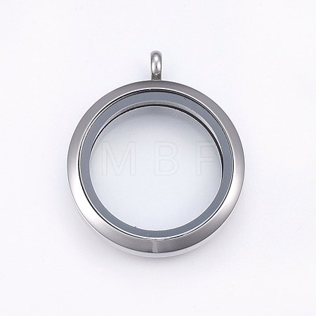304 Stainless Steel Magnetic Floating Locket Pendants STAS-O103-35P-1