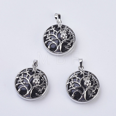 Natural Dyed & Heated Black Agate Pendants G-K234-E02-1