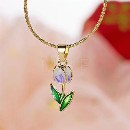 Tulip Alloy Enamel Pendant Necklaces FS-WGE671B-05-1