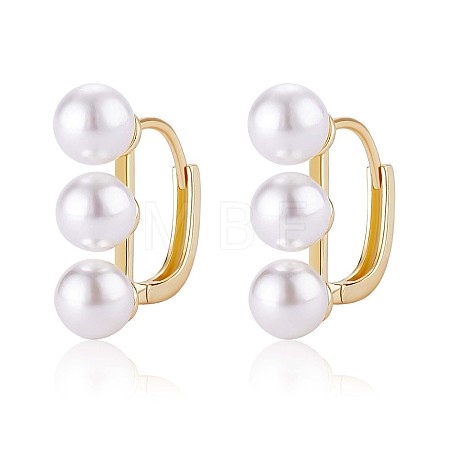 Triple Shell Pearl Beaded Hoop Earrings JE1001A-1