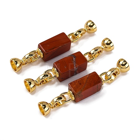 Rack Plating Brass and Rhodochrosite Flod Over Clasps KK-B103-12G-1