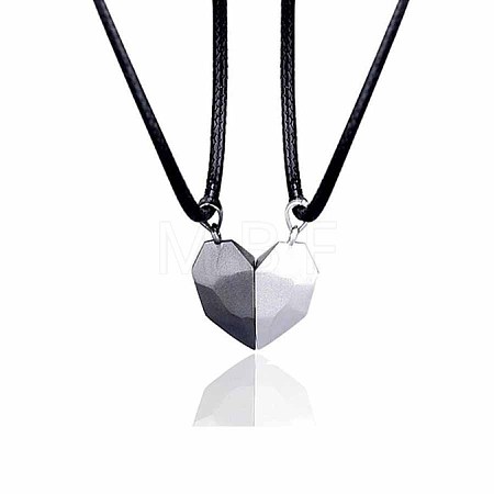 Valentine's Day 304 Stainless Steel Magnetic Heart-shaped Couples Necklace Set with Peach Heart Pendant RE7695-4-1