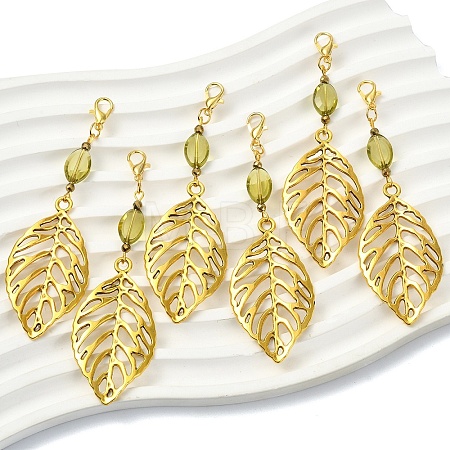 6Pcs Alloy & Glass Pendant Decorations HJEW-YW00328-02-1