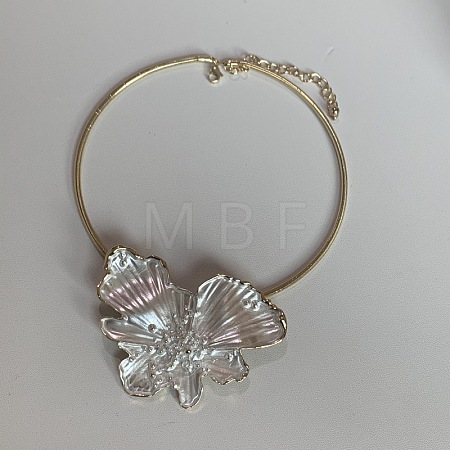 Alloy Enamel Butterfly Pendant Torque Choker Necklaces with Imitation Pearl for Women WGF7963-01-1
