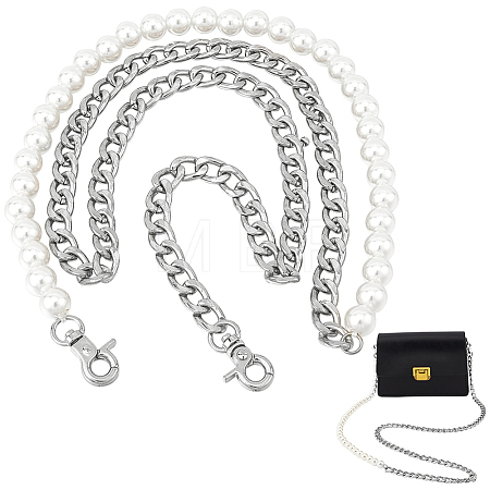 1Pc Plastic Imitation Pearl Beaded Bag Handles PURS-WR0006-92P-1