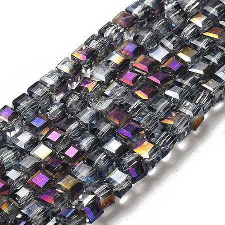 Electroplate Glass Beads Strands X-EGLA-D018-4x4mm-18-1