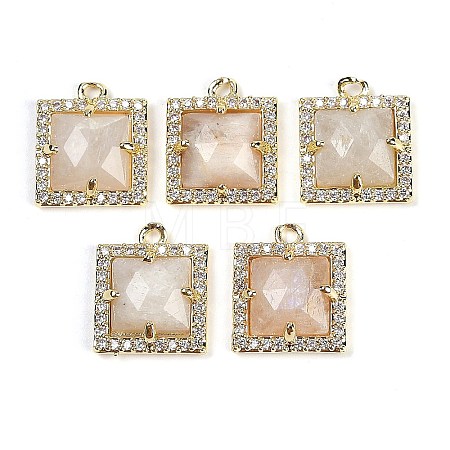 Natural Moonstone Faceted Square Charms G-I375-06G-03-1