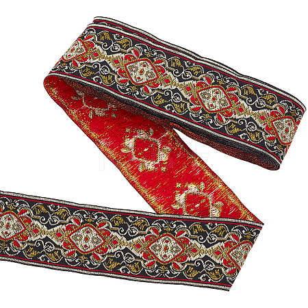 Ethnic Style Embroidery Polyester Ribbons OCOR-WH0070-04D-1