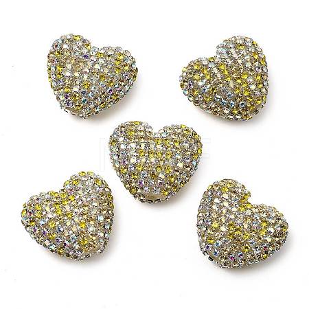 Sparkling Acrylic Heart Beads with Rhinestone Embellishment OACR-NH0001-02B-05-1