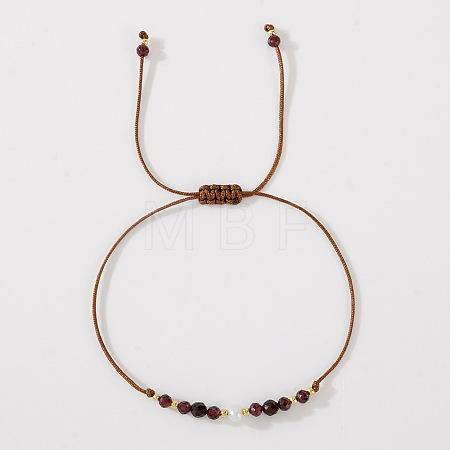 Natural Garnet & Brass Beads Braided Bead Bracelets for Women LS-HH4245-10-1