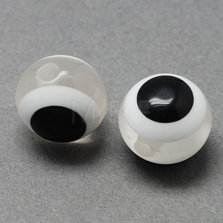 Round Evil Eye Resin Beads RESI-R159-6mm-01-1