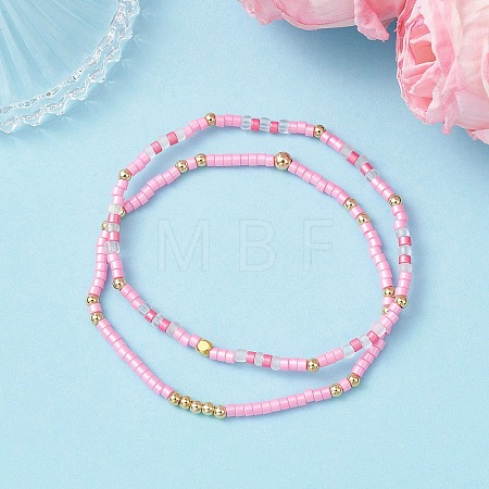 2Pcs Glass Seed Beaded Stretch Bracelets Sets for Women BJEW-MZ00296-01-1