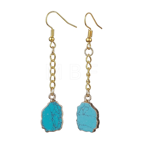 Nuggets Synthetic Turquoise Dangle Earrings EJEW-JE05683-01-1