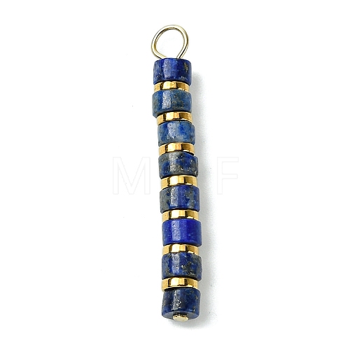 Natural Lapis Lazuli & Electroplated Synthetic Non-magnetic Hematite Heishi Beaded Pendants PALLOY-JF03292-04-1