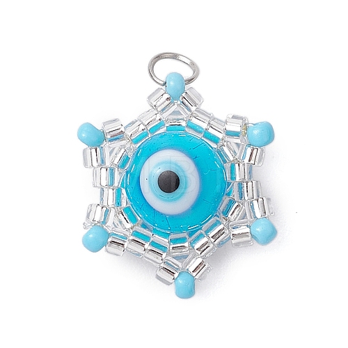 Beaded Star Eye Charms PALLOY-MZ00574-05-1