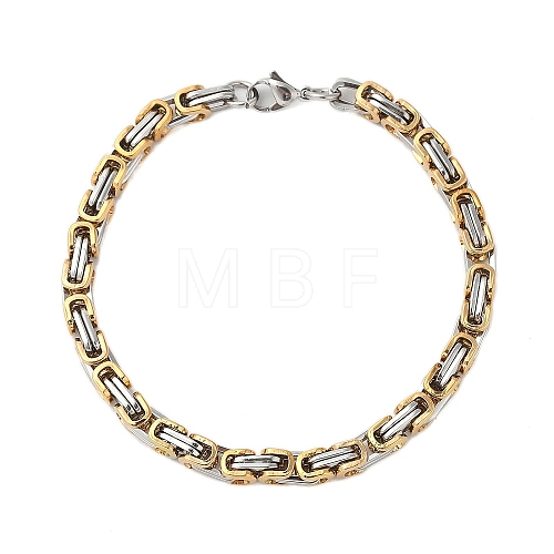 Ion Plating(IP) 304 Stainless Steel Byzantine Chain Bracelets for Men BJEW-B093-05GP-1