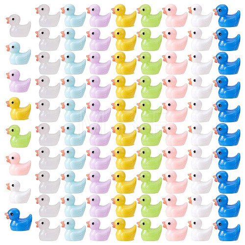 80 Pcs Tiny Ducks Mini Resin Duck Colorful Mini Duck Bulk Fairy Tale Garden Animal Sculpture Resin Duck Image for Miniature Landscape JX344A-1