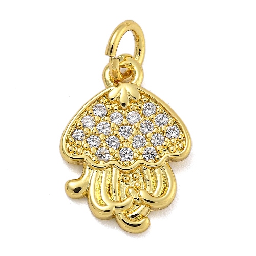 Marine Theme Rack Plating Brass Micro Pave Cubic Zirconia Pendants KK-I718-28G-04-1