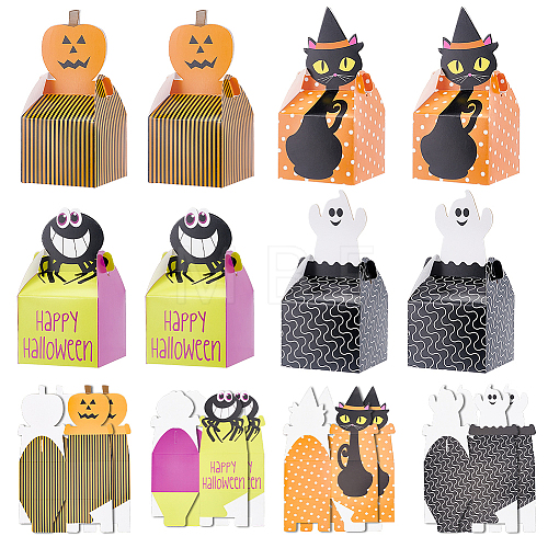 32Pcs 4 Styles Halloween Themed Paper Candy Boxes CON-BC0007-04-1