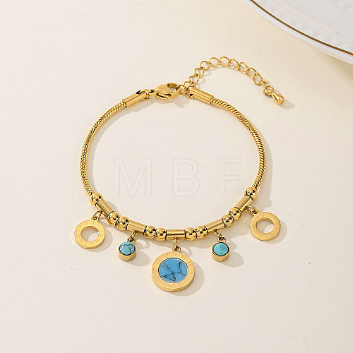 Fashionable Casual Stainless Sterl & Resin Roman Circle Charm Bracelets for Women GJ6153-1