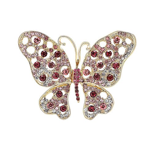 Butterfly Alloy Rhinestone Brooches PW-WG40679-01-1