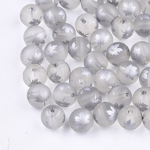 Autumn Theme Electroplate Transparent Glass Beads EGLA-S178-01G-1