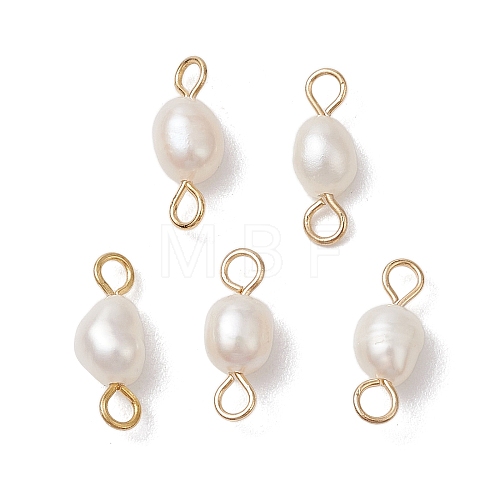 Natural Freshwater Pearl Potato Connector Charms PALLOY-JF03201-01-1