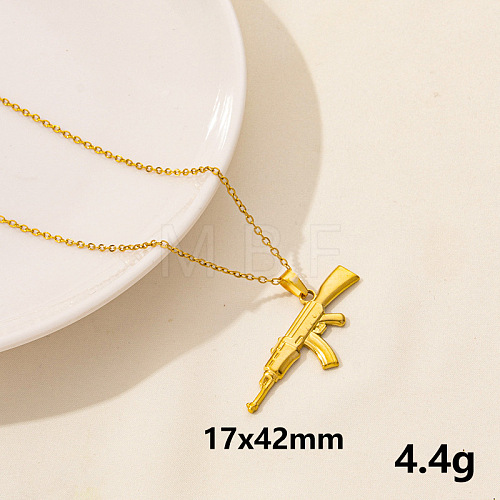 Stylish Stainless Steel Gun Pendant Necklace for Women GL2077-12-1