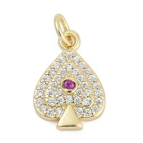 Brass Micro Pave Clear Cubic Zirconia Pendants KK-G522-53G-02-1