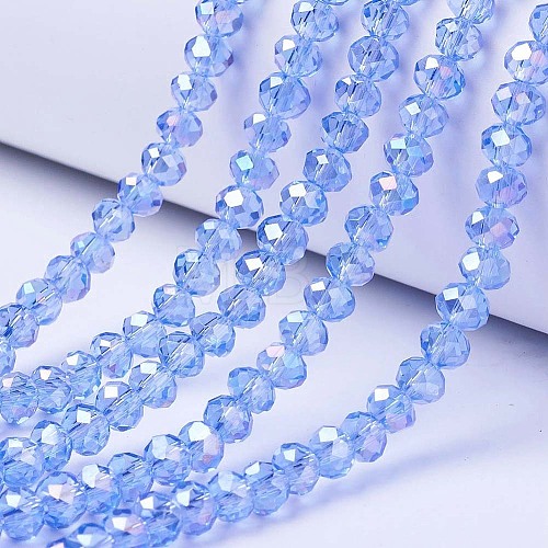 Electroplate Glass Beads Strands X-EGLA-A034-T4mm-B09-1