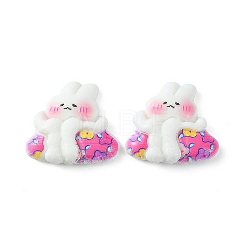 Opaque Cute Bunny Cabochons CRES-O006-14B-1