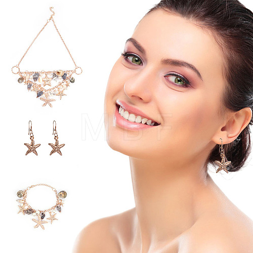 Trendy Starfish and Conch Jewelry Sets SJEW-PH0001-02G-1