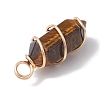Natural Mixed Stone Copper Wire Wrapped Pointed Pendants PALLOY-JF02677-01-5