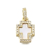 Brass Micro Pave Clear Cubic Zirconia Cross Pendants KK-V010-31G-1