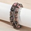 Column Natural Rhodonite Beads Stretch Bracelets for Women Men BJEW-A148-01A-26-1