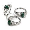 Oval Natural Malachite Adjustable Rings RJEW-Q818-01P-07B-1