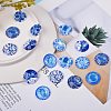 Blue and White Printed Glass Cabochons sgGGLA-SZ0001-13-3