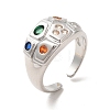 Colorful Cubic Zirconia Geometry Open Cuff Ring RJEW-C041-12P-1