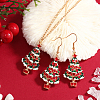 Christmas Alloy Enamel Dangle Earrings & Pendant Necklaces Sets for Women QO4736-4-2