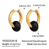 304 Stainless Steel Hoop Earrings with Natural Tiger Eye Stone VR4605-1-1