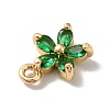 Brass Cubic Zirconia Flower Charms LS-KK-O141-01G-06-3