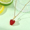 Handmade Lampwork Raspberry Pendant 304 Stainless Steel Cable Chain Necklaces for Women NJEW-JN06189-1