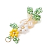 ABS Plastic Imitation Pearl Butterfly and Glass Seed Beaded Flower Links Connector Charms PALLOY-MZ01332-01-3