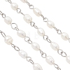 Handmade Natural Cultured Freshwater Pearl Link Chains AJEW-JB01586-02-3