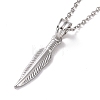 304 Stainless Steel Feather Pendant Necklace for Women STAS-E154-15P-1