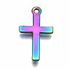 Rainbow Color Alloy Tiny Cross Charms PALLOY-S180-035-RS-4