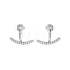 S925 Sterling Silver Micro Pave Clear Cubic Zirconia Smile Face Stud Earrings for Women AT7934-1