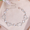 Heart Alloy Crystal Rhinestone Link Chain Necklace & Hoop Earring & Bracelets Sets FS-WG0CDC6-01-1-4